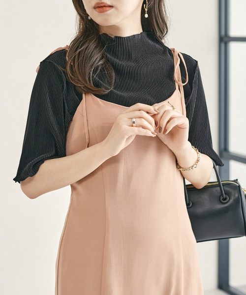 acro（アクロ）の「2waｙハイネックメロープリーツ5分袖トップス/AC1427（Tシャツ/カットソー・レディース・グリーン/ベージュ/オレンジ/ブラック/ブラウン/グレー/ホワイト/ピンク・ﾌﾘ-）」の21枚目の写真