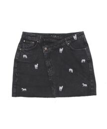Zebra embroidery denim mini skirt / ゼブラ刺繍デニムミニスカート