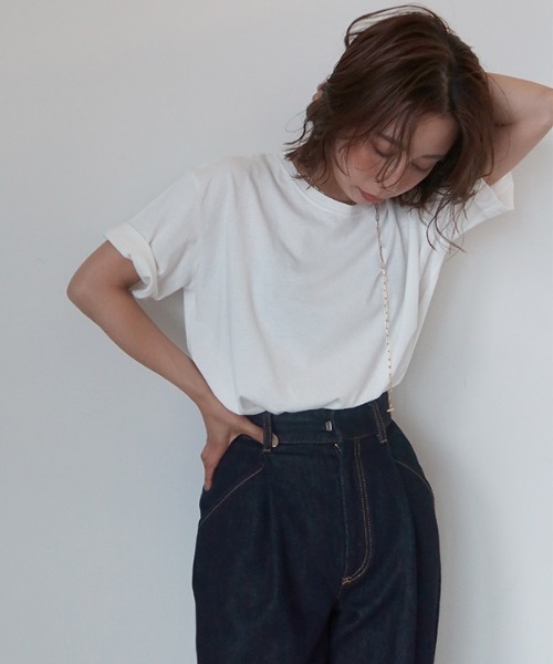 CREDONA（クレドナ）の「バックサークルロゴTee（Tシャツ/カットソー・レディース・ネイビー/オフホワイト/クリーム・FREE）」の7枚目の写真