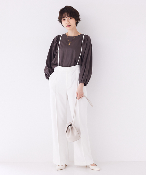 Rouge vif(ルージュヴィフ)の「【セットアップ対応】コーティングウォッシュブラウス(シャツ/ブラウス・レディース・チャコールグレー/ブラック・フリー)」の3枚目の写真