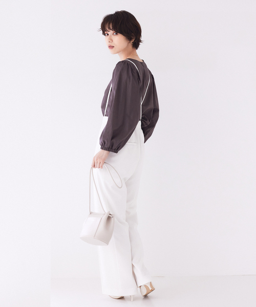 Rouge vif(ルージュヴィフ)の「【セットアップ対応】コーティングウォッシュブラウス(シャツ/ブラウス・レディース・チャコールグレー/ブラック・フリー)」の5枚目の写真