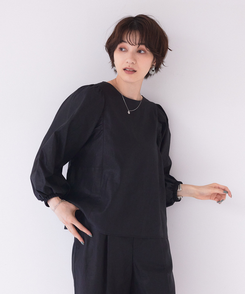 Rouge vif(ルージュヴィフ)の「【セットアップ対応】コーティングウォッシュブラウス(シャツ/ブラウス・レディース・チャコールグレー/ブラック・フリー)」の8枚目の写真