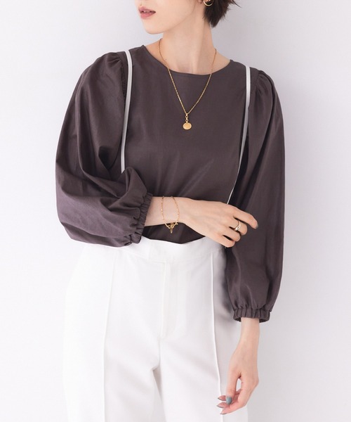 Rouge vif(ルージュヴィフ)の「【セットアップ対応】コーティングウォッシュブラウス(シャツ/ブラウス・レディース・チャコールグレー/ブラック・フリー)」の2枚目の写真