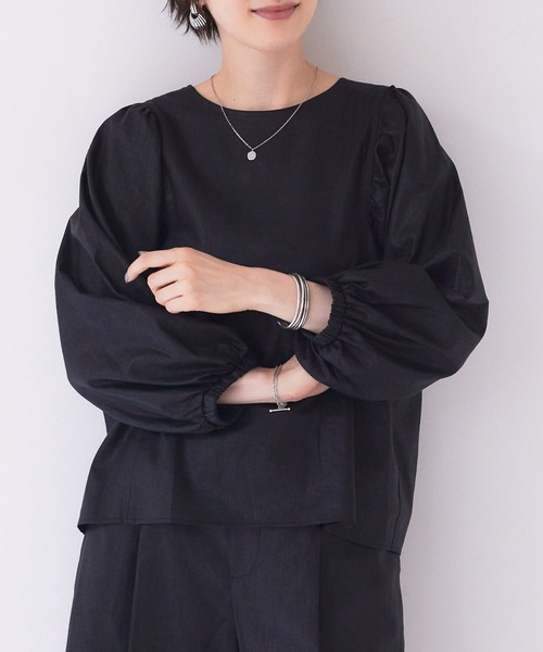 Rouge vif(ルージュヴィフ)の「【セットアップ対応】コーティングウォッシュブラウス(シャツ/ブラウス・レディース・チャコールグレー/ブラック・フリー)」の1枚目の写真