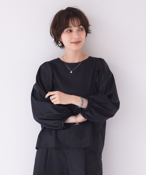 Rouge vif(ルージュヴィフ)の「【セットアップ対応】コーティングウォッシュブラウス(シャツ/ブラウス・レディース・チャコールグレー/ブラック・フリー)」の16枚目の写真