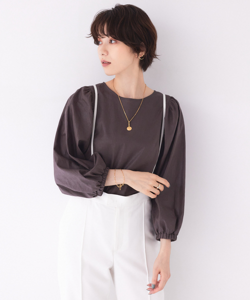 Rouge vif(ルージュヴィフ)の「【セットアップ対応】コーティングウォッシュブラウス(シャツ/ブラウス・レディース・チャコールグレー/ブラック・フリー)」の15枚目の写真