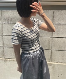 DuKKah | Dukkah/【WEB限定】【低身長向け】コットンストライプTシャツ(Tシャツ/カットソー)