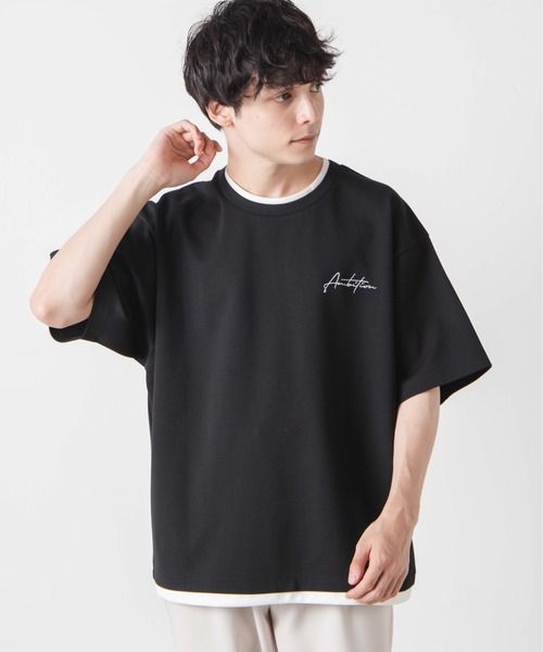 WEGO(ウィゴー)の「WEGO/フェイクレイヤードBIG T(Tシャツ/カットソー・メンズ・ホワイト/ブラック・MEDIUM/LARGE)」の2枚目の写真