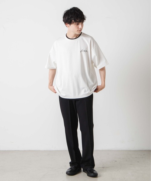 WEGO(ウィゴー)の「WEGO/フェイクレイヤードBIG T(Tシャツ/カットソー・メンズ・ホワイト/ブラック・MEDIUM/LARGE)」の14枚目の写真