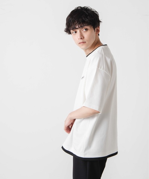 WEGO(ウィゴー)の「WEGO/フェイクレイヤードBIG T(Tシャツ/カットソー・メンズ・ホワイト/ブラック・MEDIUM/LARGE)」の17枚目の写真