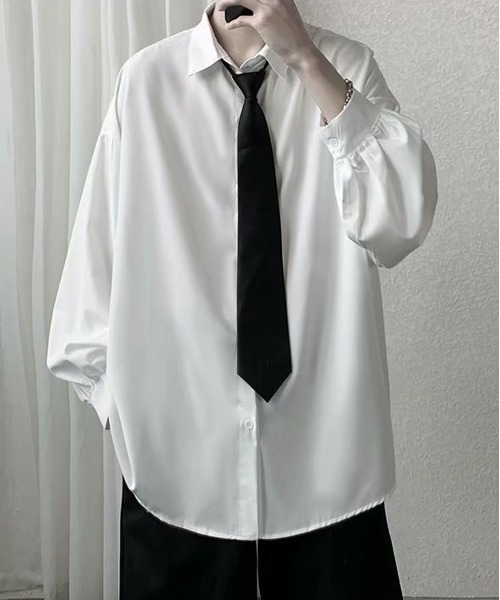 NEW GENTLEMAN（ニュージェントルマン）の「トロミ タイ付 オーバーサイズシャツ（シャツ/ブラウス・メンズ・ホワイト/ブラック・M/L）」の15枚目の写真