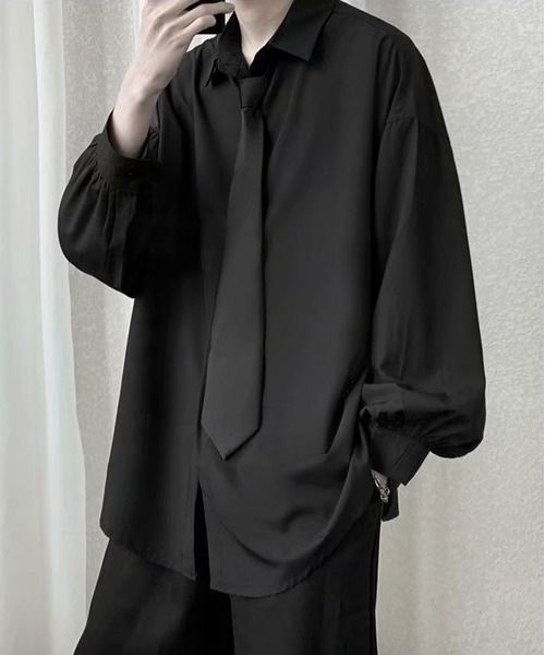 NEW GENTLEMAN（ニュージェントルマン）の「トロミ タイ付 オーバーサイズシャツ（シャツ/ブラウス・メンズ・ホワイト/ブラック・M/L）」の17枚目の写真