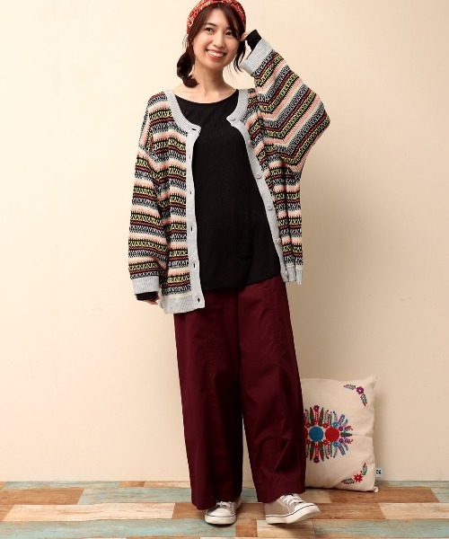 チチカカ（チチカカ）の「リブインナーロングＴシャツ（Tシャツ/カットソー・レディース・その他1/アイボリー/ブラック・FREE）」の4枚目の写真