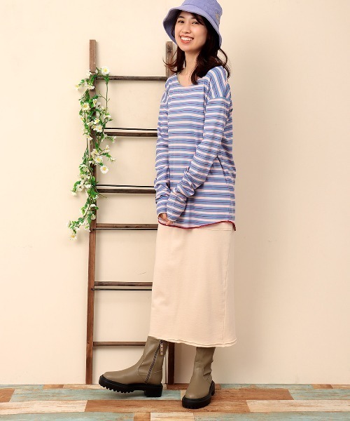 チチカカ（チチカカ）の「リブインナーロングＴシャツ（Tシャツ/カットソー・レディース・その他1/アイボリー/ブラック・FREE）」の7枚目の写真