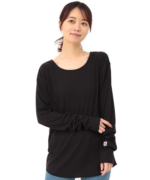 チチカカ（チチカカ）の「リブインナーロングＴシャツ（Tシャツ/カットソー・レディース・その他1/アイボリー/ブラック・FREE）」の8枚目の写真