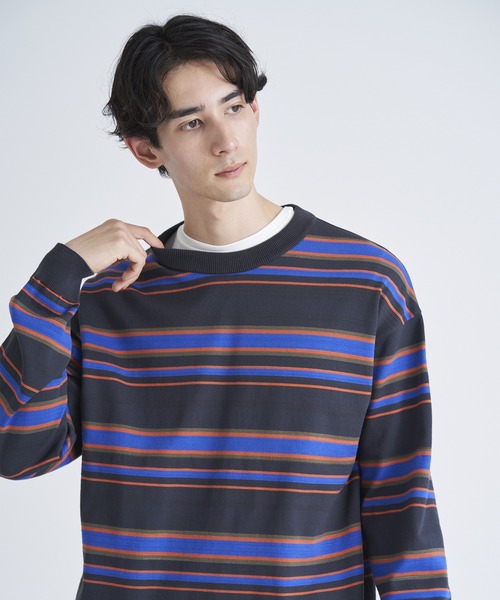 ESTNATION / オーガニックコットンボーダーロングスリーブニット