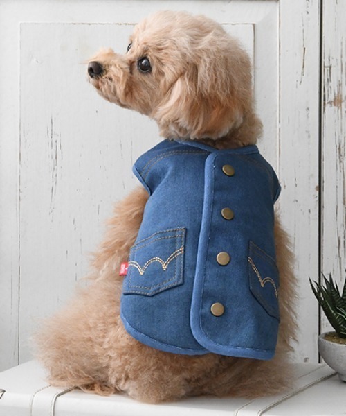 EDWIN（エドウィン）の「EDWIN/デニム風ボアベスト（ペットウェア・メンズ・ネイビー/ブルー・XS/M/S/L/2L/3L）」の2枚目の写真