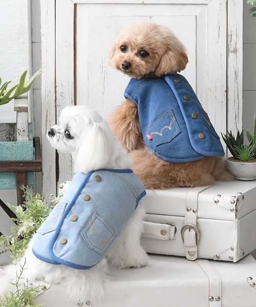 EDWIN（エドウィン）の「EDWIN/デニム風ボアベスト（ペットウェア・メンズ・ネイビー/ブルー・XS/M/S/L/2L/3L）」の3枚目の写真