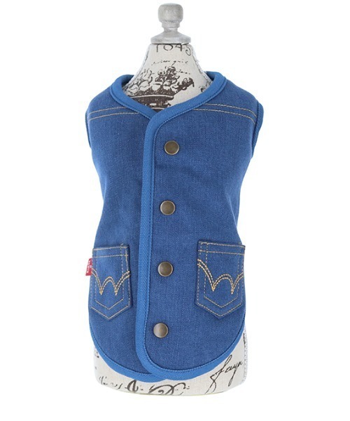 EDWIN（エドウィン）の「EDWIN/デニム風ボアベスト（ペットウェア・メンズ・ネイビー/ブルー・XS/M/S/L/2L/3L）」の4枚目の写真
