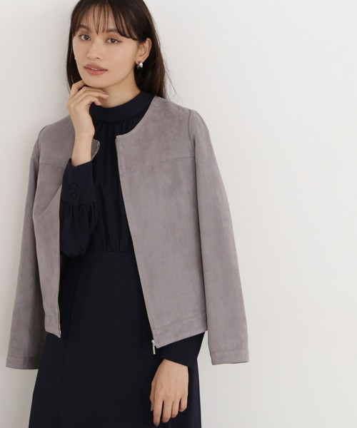 NATURAL BEAUTY BASIC（ナチュラルビューティーベーシック）の「フェイクスエードブルゾン（ブルゾン・レディース・グレー/ベージュ/ブラウン・SMALL/MEDIUM）」の2枚目の写真