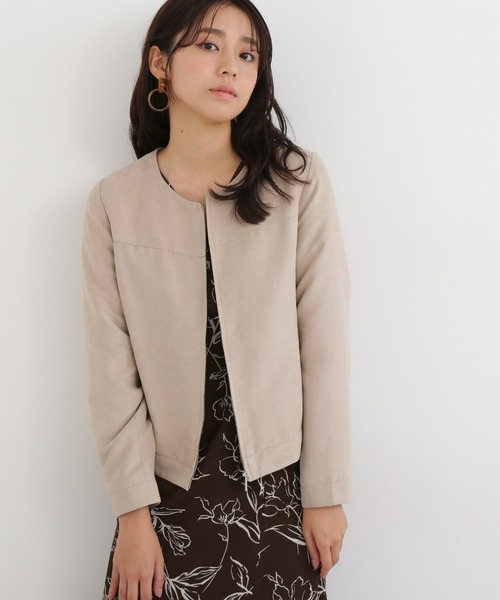 NATURAL BEAUTY BASIC（ナチュラルビューティーベーシック）の「フェイクスエードブルゾン（ブルゾン・レディース・グレー/ベージュ/ブラウン・SMALL/MEDIUM）」の4枚目の写真