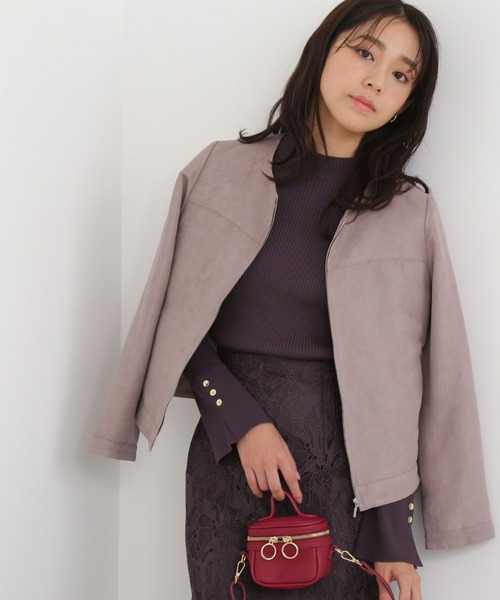 NATURAL BEAUTY BASIC（ナチュラルビューティーベーシック）の「フェイクスエードブルゾン（ブルゾン・レディース・グレー/ベージュ/ブラウン・SMALL/MEDIUM）」の16枚目の写真