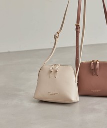 【WEB限定カラー:ピンク】フラットリボンWファスナーラウンドショルダーバッグ