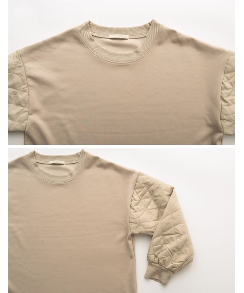 Re:EDIT（リエディ）の「キルティングスリーブダンボールプルオーバー（スウェット・レディース・ブラック/グレイッシュベージュ・MEDIUM/LARGE）」の9枚目の写真