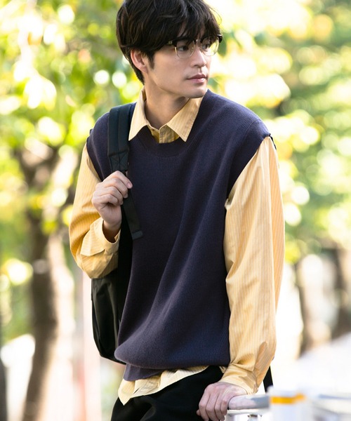 coca(coca)(コカ)の「メンズニットベスト(ベスト・メンズ・ネイビー/ブラウン/ブラック・M/L/XL)」の3枚目の写真