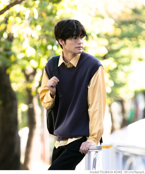 coca(coca)(コカ)の「メンズニットベスト(ベスト・メンズ・ネイビー/ブラウン/ブラック・M/L/XL)」の8枚目の写真