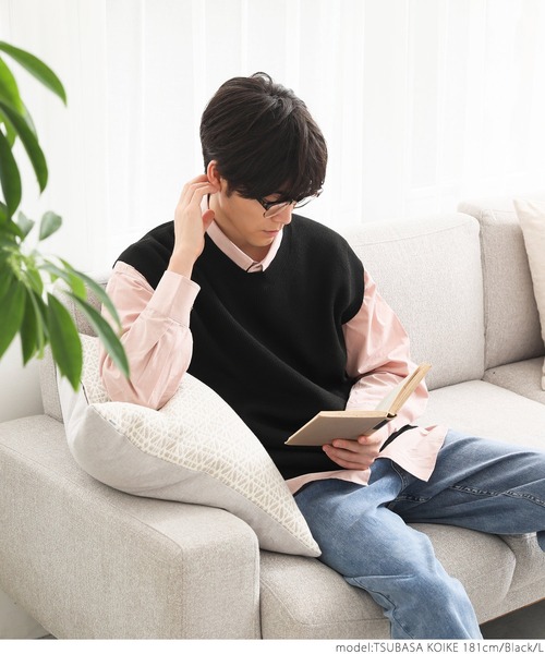 coca(coca)(コカ)の「メンズニットベスト(ベスト・メンズ・ネイビー/ブラウン/ブラック・M/L/XL)」の14枚目の写真