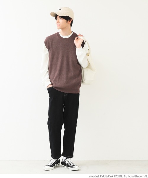 coca(coca)(コカ)の「メンズニットベスト(ベスト・メンズ・ネイビー/ブラウン/ブラック・M/L/XL)」の10枚目の写真