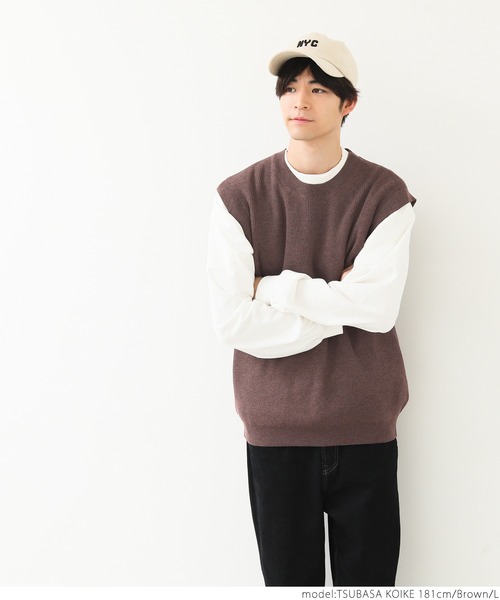 coca(coca)(コカ)の「メンズニットベスト(ベスト・メンズ・ネイビー/ブラウン/ブラック・M/L/XL)」の12枚目の写真