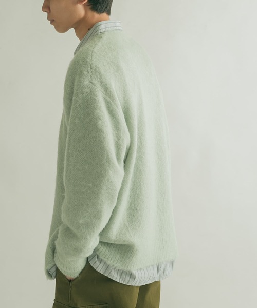 FORK&SPOON（フォークアンドスプーン）の「『ユニセックス』『WEB/一部店舗限定カラー』FORK&SPOON　モヘアニットカーディガン（カーディガン/ボレロ・メンズ・ライトブルー/グレー/ネイビー/オレンジ・4/5）」の7枚目の写真