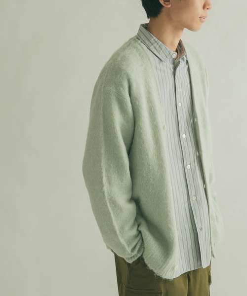 FORK&SPOON（フォークアンドスプーン）の「『ユニセックス』『WEB/一部店舗限定カラー』FORK&SPOON　モヘアニットカーディガン（カーディガン/ボレロ・メンズ・ライトブルー/グレー/ネイビー/オレンジ・4/5）」の9枚目の写真