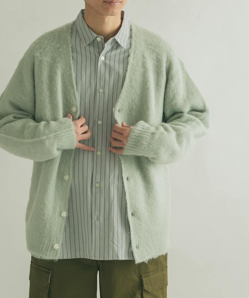 FORK&SPOON（フォークアンドスプーン）の「『ユニセックス』『WEB/一部店舗限定カラー』FORK&SPOON　モヘアニットカーディガン（カーディガン/ボレロ・メンズ・ライトブルー/グレー/ネイビー/オレンジ・4/5）」の10枚目の写真