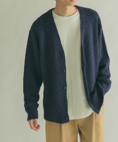FORK&SPOON（フォークアンドスプーン）の「『ユニセックス』『WEB/一部店舗限定カラー』FORK&SPOON　モヘアニットカーディガン（カーディガン/ボレロ・メンズ・ライトブルー/グレー/ネイビー/オレンジ・4/5）」の3枚目の写真