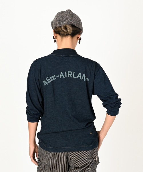 45R ブルdeエアレーンプリント 908 ヨックネック カットソー ブラック 45R（フォーティファイブアール）の「ブルdeエアレーンプリントの908