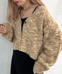 apres jour mignon | メランジ袖ボリュームショートカーディガン【ZOZOTOWN限定アイテム】(カーディガン/ボレロ)