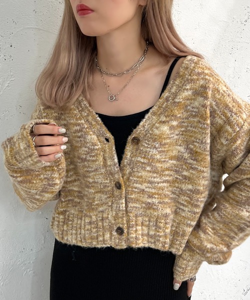 apres jour mignon（アプレジュールミニョン）の「メランジ袖ボリュームショートカーディガン【ZOZOTOWN限定アイテム】（カーディガン/ボレロ・レディース・ブラウン系その他/その他/ブルー系その他・フリー/X-LARGE）」の5枚目の写真