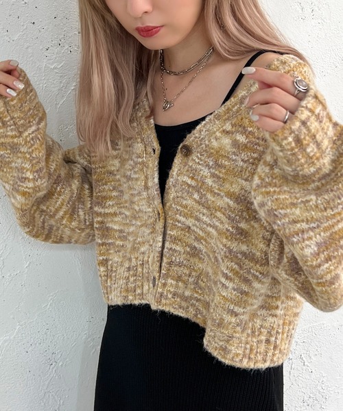 apres jour mignon（アプレジュールミニョン）の「メランジ袖ボリュームショートカーディガン【ZOZOTOWN限定アイテム】（カーディガン/ボレロ・レディース・ブラウン系その他/その他/ブルー系その他・フリー/X-LARGE）」の6枚目の写真