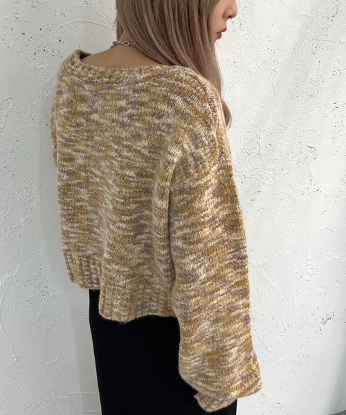 apres jour mignon（アプレジュールミニョン）の「メランジ袖ボリュームショートカーディガン【ZOZOTOWN限定アイテム】（カーディガン/ボレロ・レディース・ブラウン系その他/その他/ブルー系その他・フリー/X-LARGE）」の7枚目の写真