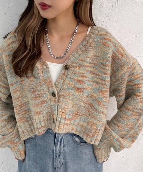 apres jour mignon（アプレジュールミニョン）の「メランジ袖ボリュームショートカーディガン【ZOZOTOWN限定アイテム】（カーディガン/ボレロ・レディース・ブラウン系その他/その他/ブルー系その他・フリー/X-LARGE）」の10枚目の写真