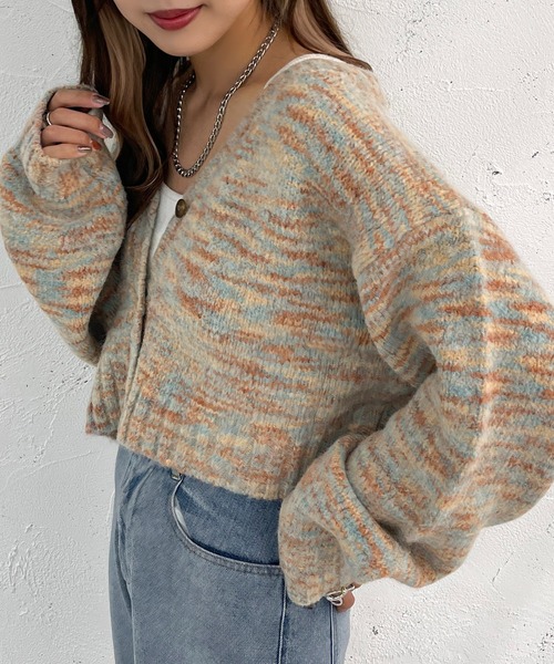 apres jour mignon（アプレジュールミニョン）の「メランジ袖ボリュームショートカーディガン【ZOZOTOWN限定アイテム】（カーディガン/ボレロ・レディース・ブラウン系その他/その他/ブルー系その他・フリー/X-LARGE）」の11枚目の写真