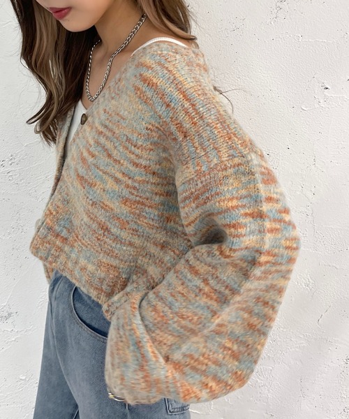 apres jour mignon（アプレジュールミニョン）の「メランジ袖ボリュームショートカーディガン【ZOZOTOWN限定アイテム】（カーディガン/ボレロ・レディース・ブラウン系その他/その他/ブルー系その他・フリー/X-LARGE）」の12枚目の写真