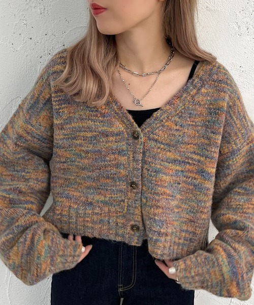 apres jour mignon（アプレジュールミニョン）の「メランジ袖ボリュームショートカーディガン【ZOZOTOWN限定アイテム】（カーディガン/ボレロ・レディース・ブラウン系その他/その他/ブルー系その他・フリー/X-LARGE）」の16枚目の写真