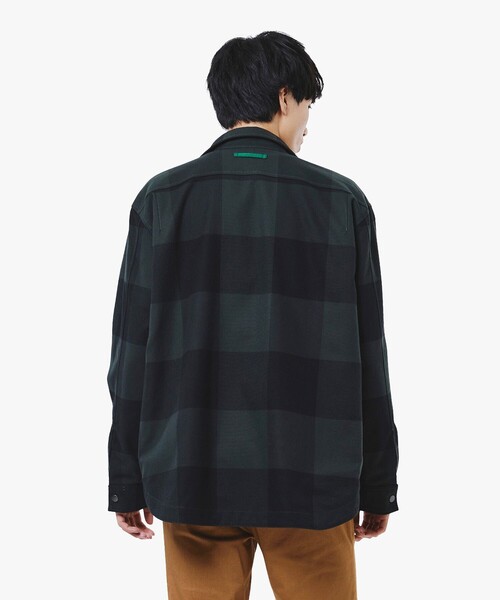 プレーン×バッファローチェックリバーシブルシャツアウター（シャツ