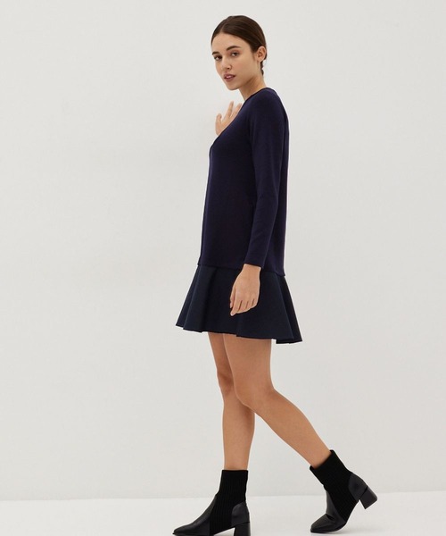 Love,Bonito(ラブボニート)の「ジャーニ ネオプレン Aライン ミニドレス(ワンピース・レディース・ネイビー/ベージュ・X-SMALL/SMALL/MEDIUM/LARGE)」の9枚目の写真