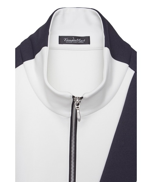 TORNADO MART（トルネードマート）の「TORNADO MART∴バイカラートラックジャージー（ブルゾン・メンズ・ブラック/ホワイト・M/L/LL）」の4枚目の写真