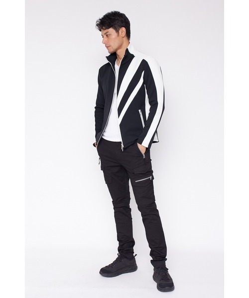 TORNADO MART（トルネードマート）の「TORNADO MART∴バイカラートラックジャージー（ブルゾン・メンズ・ブラック/ホワイト・M/L/LL）」の13枚目の写真